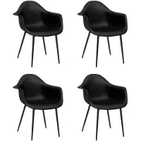 vidaXL Chaises à manger lot de 4 noir PP