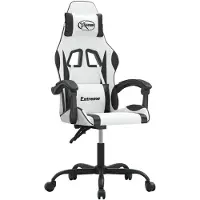 vidaXL Chaise de jeu pivotante Blanc et noir Similicuir