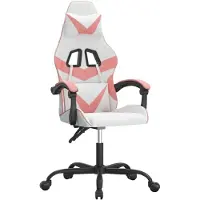 vidaXL Chaise de jeu Pivotante Blanc et rose Similicuir