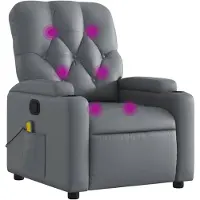 vidaXL Fauteuil de massage Gris Similicuir