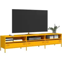 vidaXL Armoire TV jaune moutarde 202x39x43,5 cm Acier laminé à froid