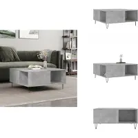 vidaXL Table basse gris béton 80x80x36,5 cm Bois composite - Tables basses