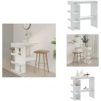 vidaXL Table de bar avec étagère blanc brillant 100x50x101,5 cm - Tables de salle à manger