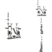 vidaXL Arbre à chat Sisal 230-250 cm Impression pattes Gris - Arbres à chats