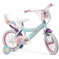 Toimsa Vélo d'enfant 14" FAIRY MAGIC pour 4+ enfants avec roues latérales d'apprentissage