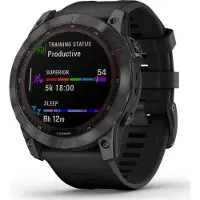 Garmin - Montre GPS - Fenix 7X Sapph Sol Carbon Gray Dlc Ti /Black Band - Noir