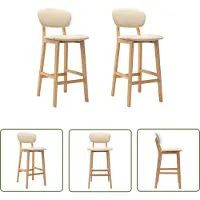The Living Store Tabouret de bar 2 pcs. Tissu crème
