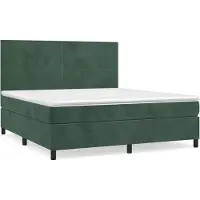 vidaXL Lit boxspring avec matelas vert foncé 180x200 cm velours