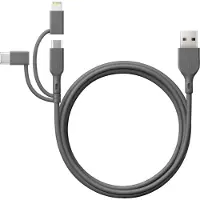 Ginza.se CY1N Câble de charge et de synchronisation 1m 3in1 USB-A vers Micro/USB-C/Light