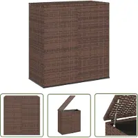 The Living Store Boîte à coussins de jardin PE Rotin 100x49x103,5 cm Marron