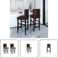 The Living Store Tabouret de bar 2 pcs. Simili cuir marron foncé