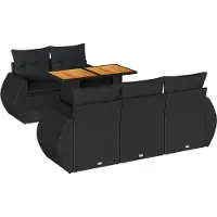 vidaXL Ensemble de salon de jardin 6 pièces avec coussins noir poly rotin