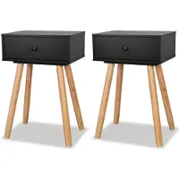 vidaXL Table de chevet 2 pcs Bois de pin massif 40 x 30 x 61 cm Noir
