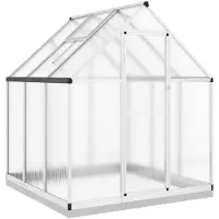 vidaXL Serre avec cadre de fondation argenté 169x169x202 Aluminimum