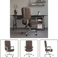The Living Store Chaise de bureau avec fonction chaise longue Marron similicuir