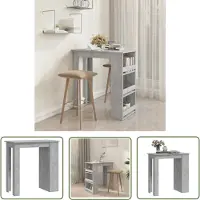The Living Store Table de bar avec étagère gris béton 102x50x103,5 cm