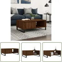 The Living Store Table basse marron imitation chêne 90x60x35 cm bois composite