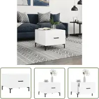 The Living Store Table basse blanc brillant 50x50x40 cm bois composite