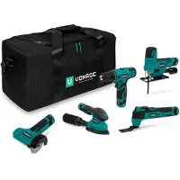 Vonroc Set d'outils 12V | Comprend 5 machines, 5 batteries et un sac à outils