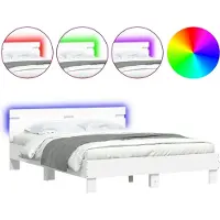 vidaXL Cadre de lit avec tête de lit éclairage LED blanc 140x200 cm