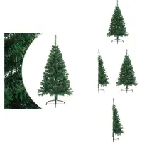 vidaXL Semi-sapin de Noël artificiel avec support Vert 120 cm PVC - Sapins de Noël