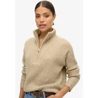 Superdry Femme Pull à col Camionneur Essential Beige Taille: 42