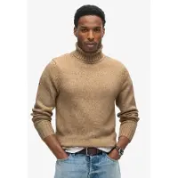 Superdry pour homme. M6110618A Pull à col roulé beige brossé (M), Casuel, Polyester