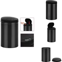vidaXL Poubelle automatique à capteur 30 L acier carbone noir - Poubelles & poubelles