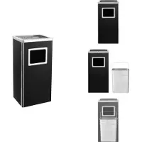 vidaXL Poubelle avec cendrier Hotel 45 L acier noir - Poubelles & poubelles