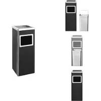 vidaXL Poubelle avec cendrier Hotel 36 L acier noir - Poubelles & poubelles