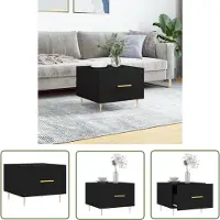 The Living Store Table basse noire 50x50x40 cm bois composite