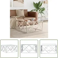 The Living Store Table basse 80x80x40 cm acier inoxydable et verre