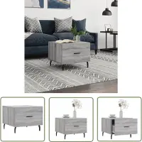 The Living Store Table basse Gris Sonoma 50x50x40 cm Bois composite