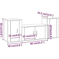 vidaXL Ensemble de 3 meubles TV en bois gris béton