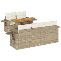 vidaXL Ensemble de salon de jardin 6 pièces avec coussins Beige Poly Rattan
