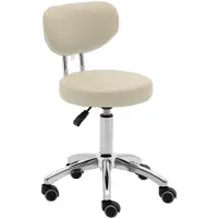 Expondo Tabouret roulant physa avec dossier - 46 - 60 cm - 150 kg - beige foncé