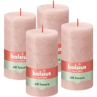 Bolsius Bougies pilier rustiques Shine 4 pcs 130x68 mm Rose brumeux