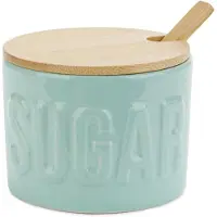 Balvi Sucrier en céramique et bambou - Turquoise