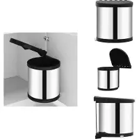 vidaXL Poubelle de cuisine encastrable inox 8 L - Poubelles & poubelles