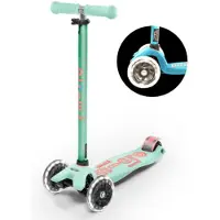 Micro Scooter Maxi Deluxe LED Mint - trottinette pour enfants avec roues LED et guidon réglable en hauteur