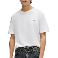 HUGO T-Shirt 'Dero' bleu foncé / blanc