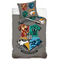Harry Potter Housse De Couette Harry Potter 100% Coton 140x200 Cm Gris (Taille Taille Unique,Couleur Gris)