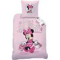 Disney Parure De Lit Imprimée 100% Coton, Disney Home Minnie Shopping Rose