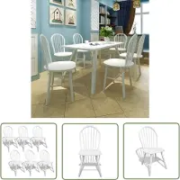 The Living Store Chaises de salle à manger 6 pcs. Blanc hévéa massif
