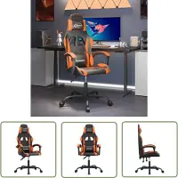 The Living Store Chaise de jeu Pivotante Noir et Orange Similicuir