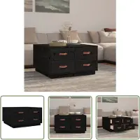 The Living Store Table basse noire 80x80x45 cm pin massif
