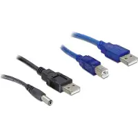 DeLOCK Cableset 2x USB-A / DC + USB-B, 0.3 m, USB A, USB B, Noir