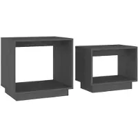 vidaXL Table basse "Probstzella" 2pcs en pin massif gris. Dimensions (L/H/P) 50x47x40 cm