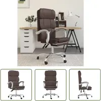 The Living Store Chaise de bureau avec fonction chaise longue Marron similicuir