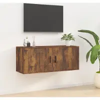 The Living Store Armoire TV murale en chêne fumé 100x34,5x40 cm